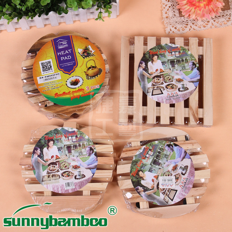 Yiwu good goods boutique bowl mat, pan mat, heat insulation mat, wooden coaster, wooden square bowl mat wholesale full figure