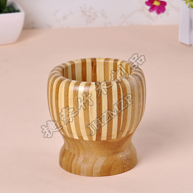 Handmade small zebra medium bamboo craft garlic bowl household bamboo garlic bowl garlic rammer details Picture