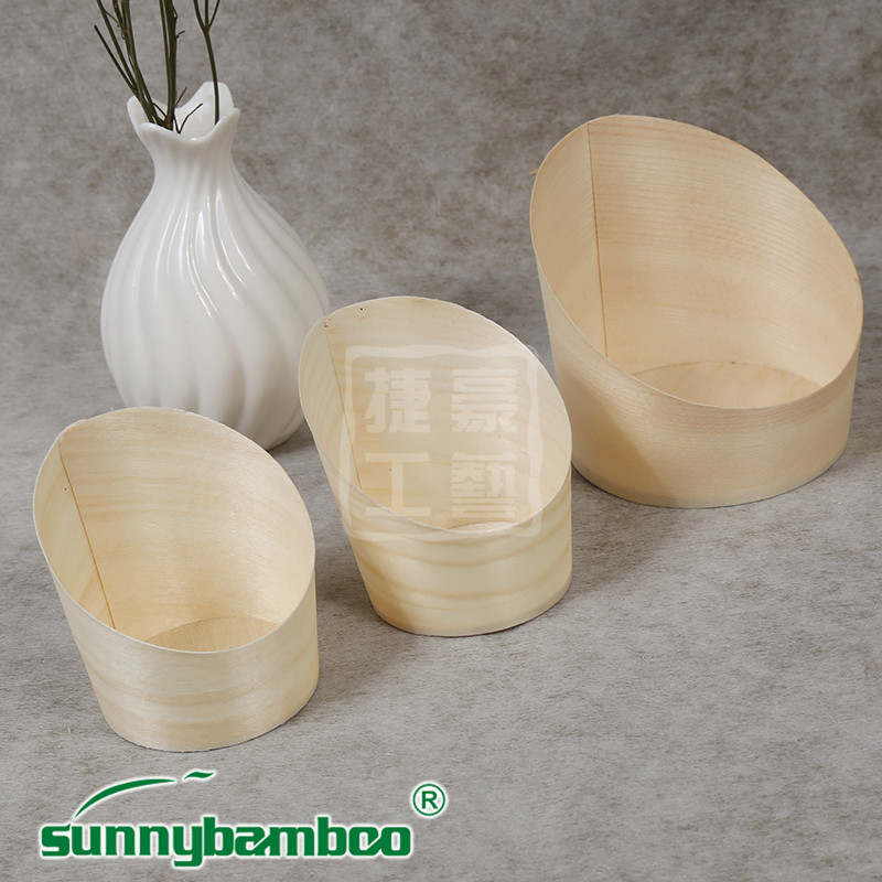 Yiwu good goods Jiehao ZYY diagonal wood cup disposable log cupcake cup receive cup food Specification drawing