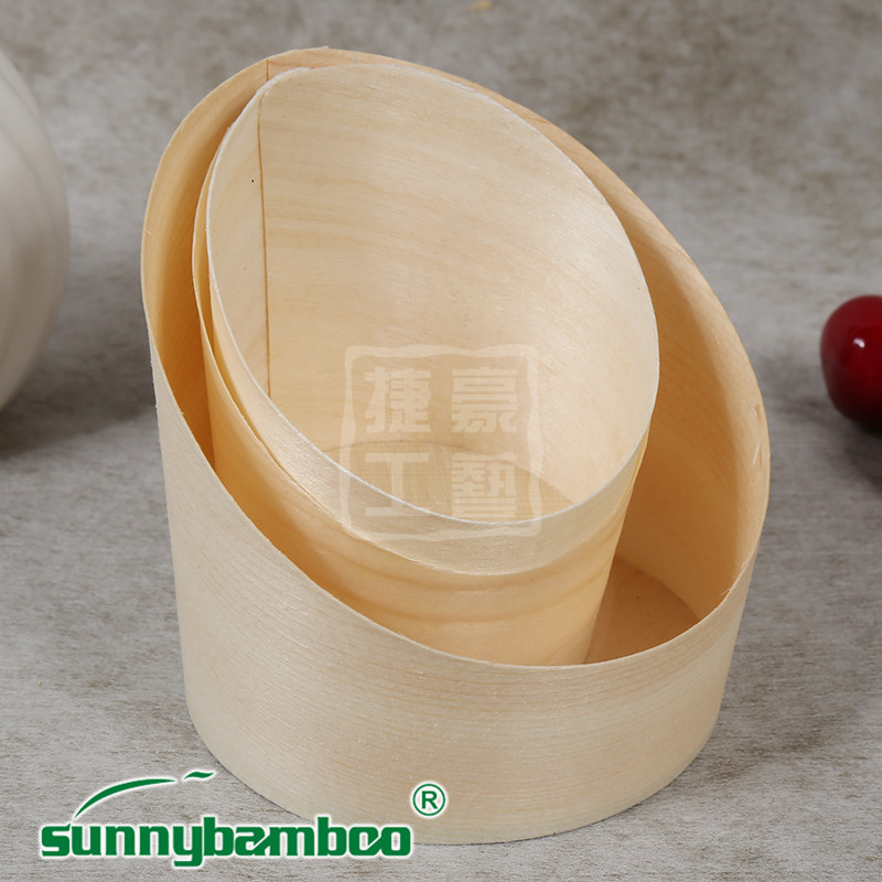 Yiwu good goods Jiehao ZYY diagonal wood cup disposable log cupcake cup receive cup food details Picture