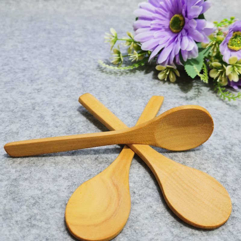 Jihao natural bamboo and wood household Japanese dessert small round spoon wooden soup spoon baby rice spoon honey spoon details Picture