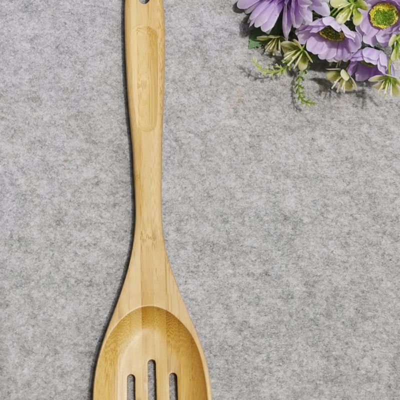 Jihao bamboo kitchen household non-stick pan special round head three grid spatula set Item Picture