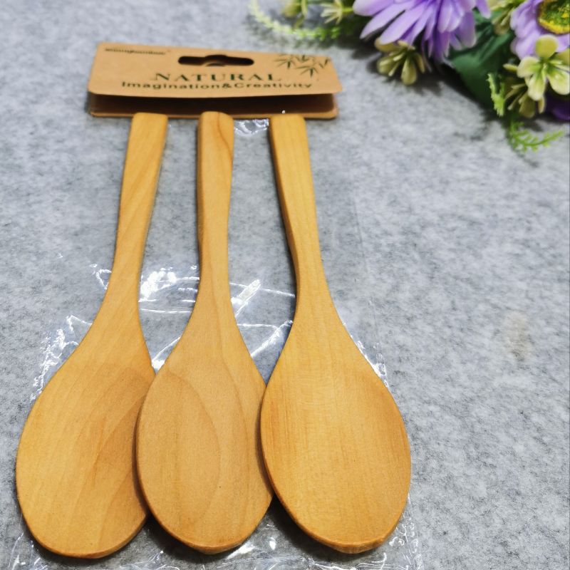 Jihao natural bamboo and wood household Japanese style dessert small round spoon raw wood color soup spoon baby rice spoon honey spoon full figure