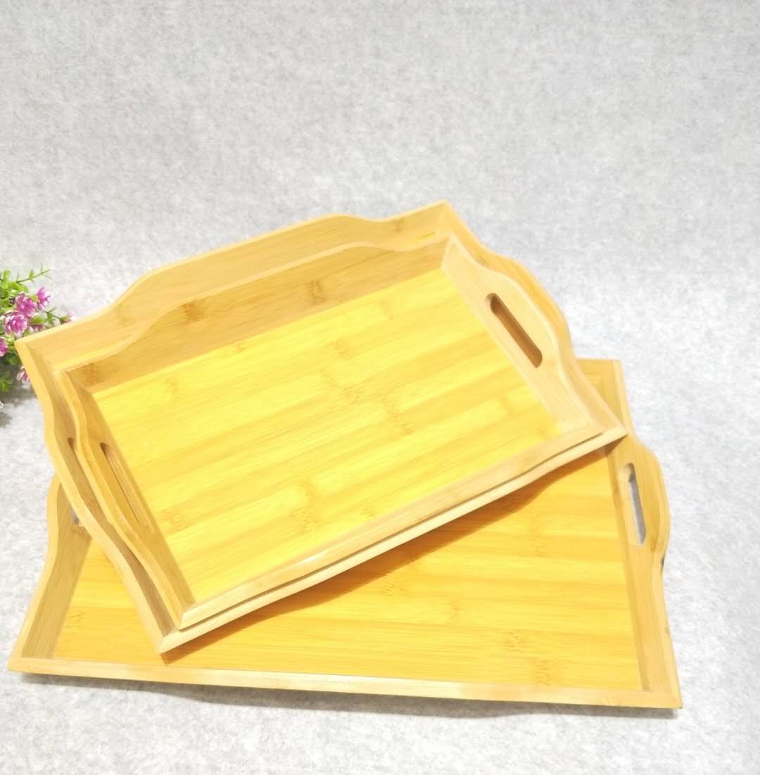 Factory direct sales two-ear bamboo tray three-piece set full figure