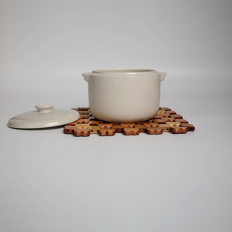 Jiehao bamboo and wood square series manufacturers direct kitchen placemat insulation pad coaster non-slip daily simple bowl mat details Picture