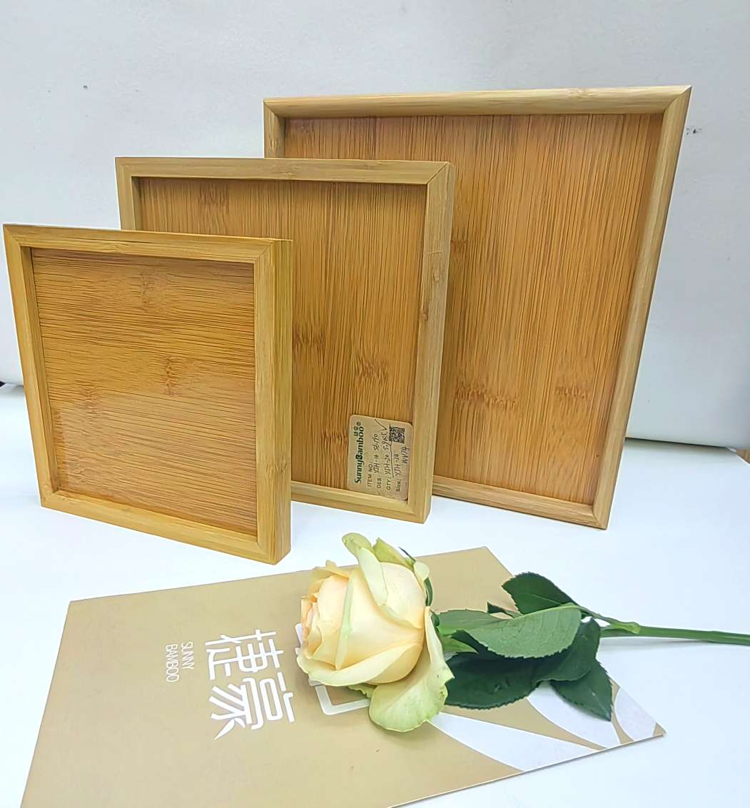 Jiehao bamboo tray tea tray household simple tea sea small tray square tea table tea sea large wooden tray Specification drawing