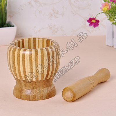 Handmade small zebra medium bamboo craft garlic bowl household bamboo garlic bowl garlic rammer