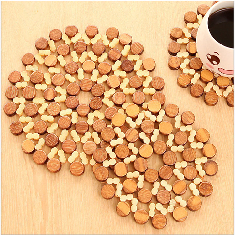 Bamboo table mat Round hollow pot mat Heat insulation mat Creative kitchen tableware non-slip placemat