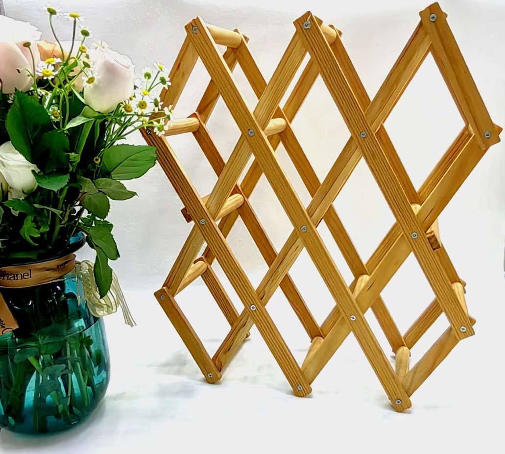 Wooden wine rack Pine wood wine rack Creative folding wooden wine rack decoration multi-bottle decoration