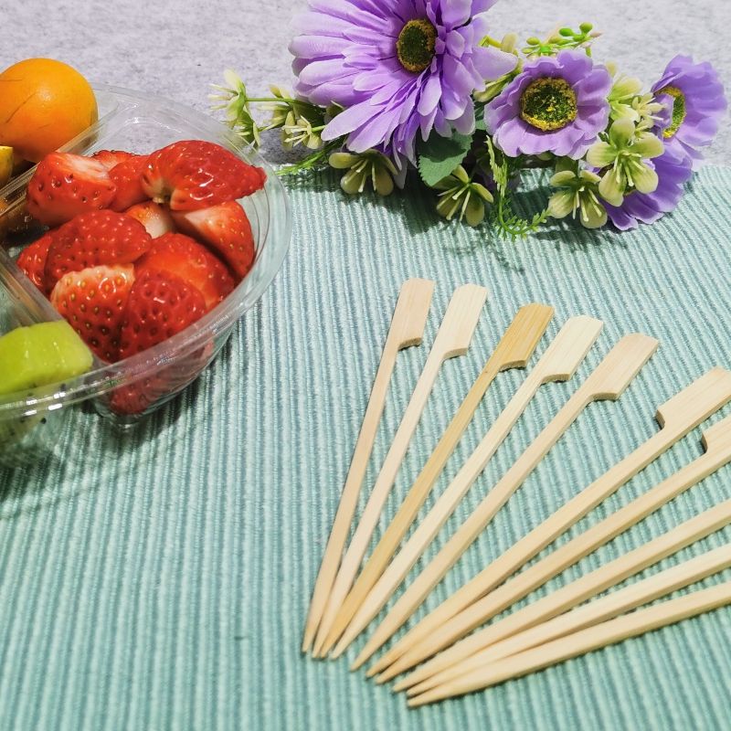 Jiehao bamboo barbecue Kanto skewer without bamboo skewer iron cannon skewer fruit stick disposable special 12cm skewer